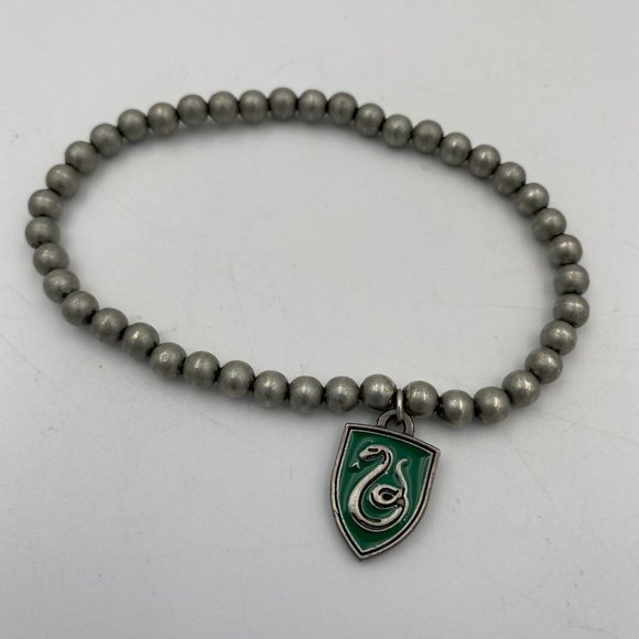 Jewelry - Harry Potter Slytherin Stretch Bead Bracelet with Charm Green & Silver Snake